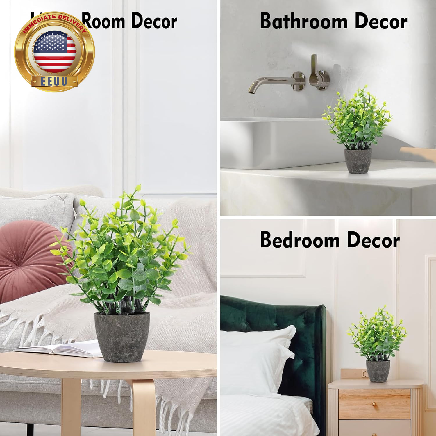 2 Pack Fake Plants Ceramic Mini Artificial Greenery Potted Plants for Home Decor