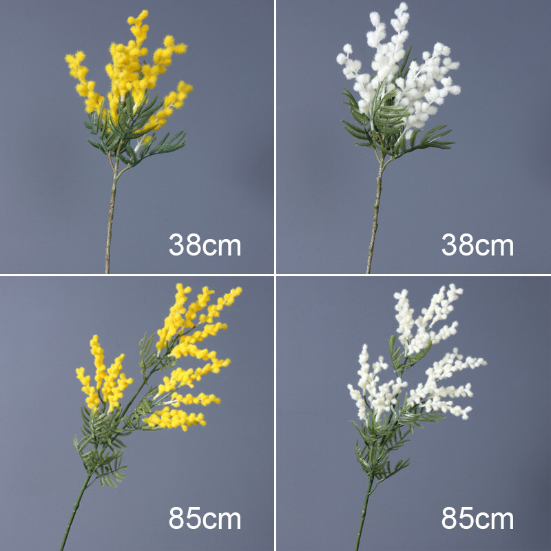 1xArtificial Fake Silk Flower Golden Yellow Wattle Flower Stem Australian Native