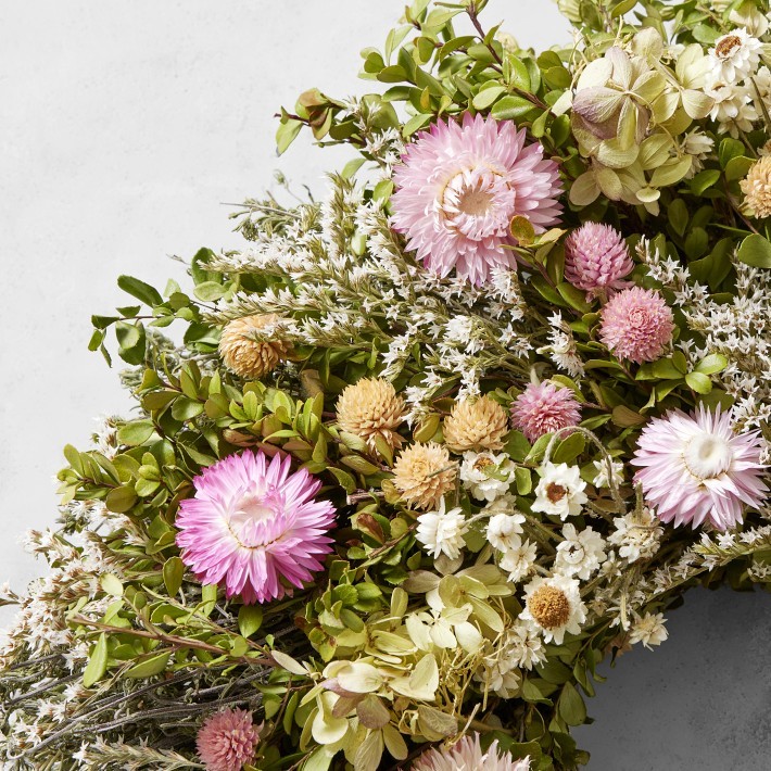 Famille Rose Live Wreath – Spring Florals-Williams Sonoma|35383