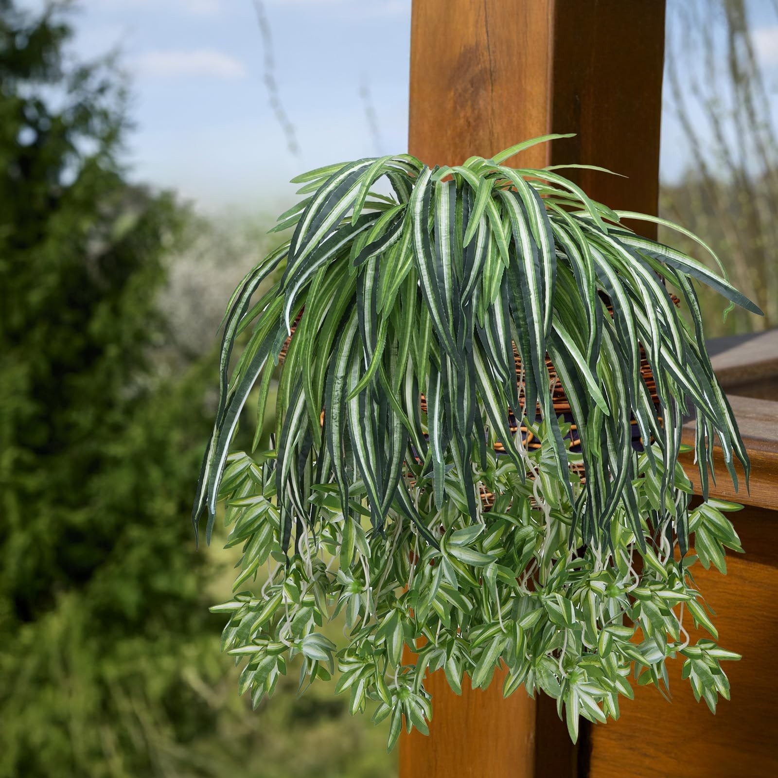 4PCS Spider Plant Artificial Hanging Spider Plants 26Inch Chlorophytum