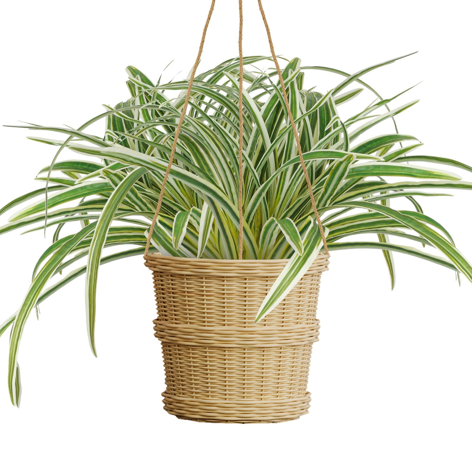 2 Packs Artificial Spider Plant Large 23.6In Fake Greenery Plants UV Resistan