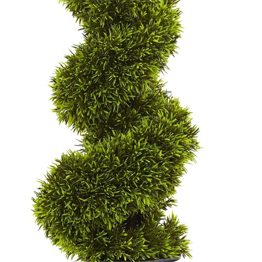 Pemberly Row 36″ Grass Spiral Topiary with Deco Planter in Green/Gray