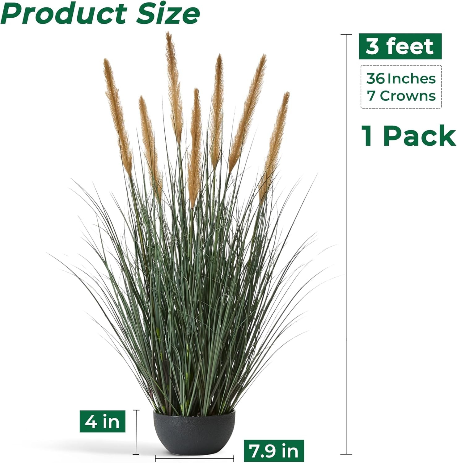 3Ft Faux Onion Grass Plant with Feathery Flowers – Indoor/Outdoor Decor