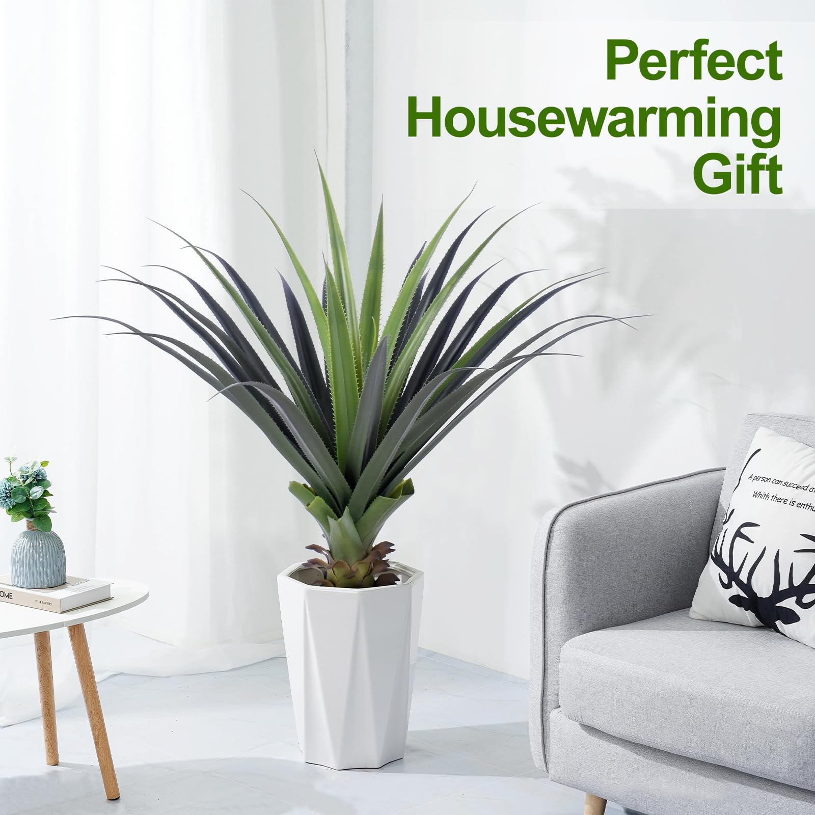Best 3ft Artificial Spiked Agave Plant, 36″ Faux Plants Indoor Small Floor Plant