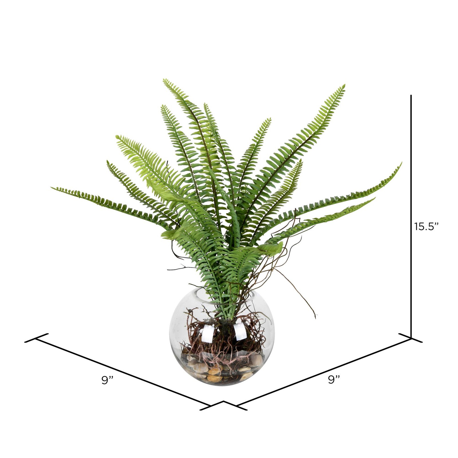 Vickerman 15.5″ Artificial Fern with Glass Pot in Green Finish