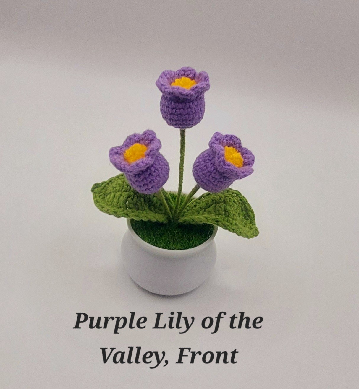 Crocheted Handmade Spring Flowers In Mini Pot W/Grass, Posable~Variety You Pick