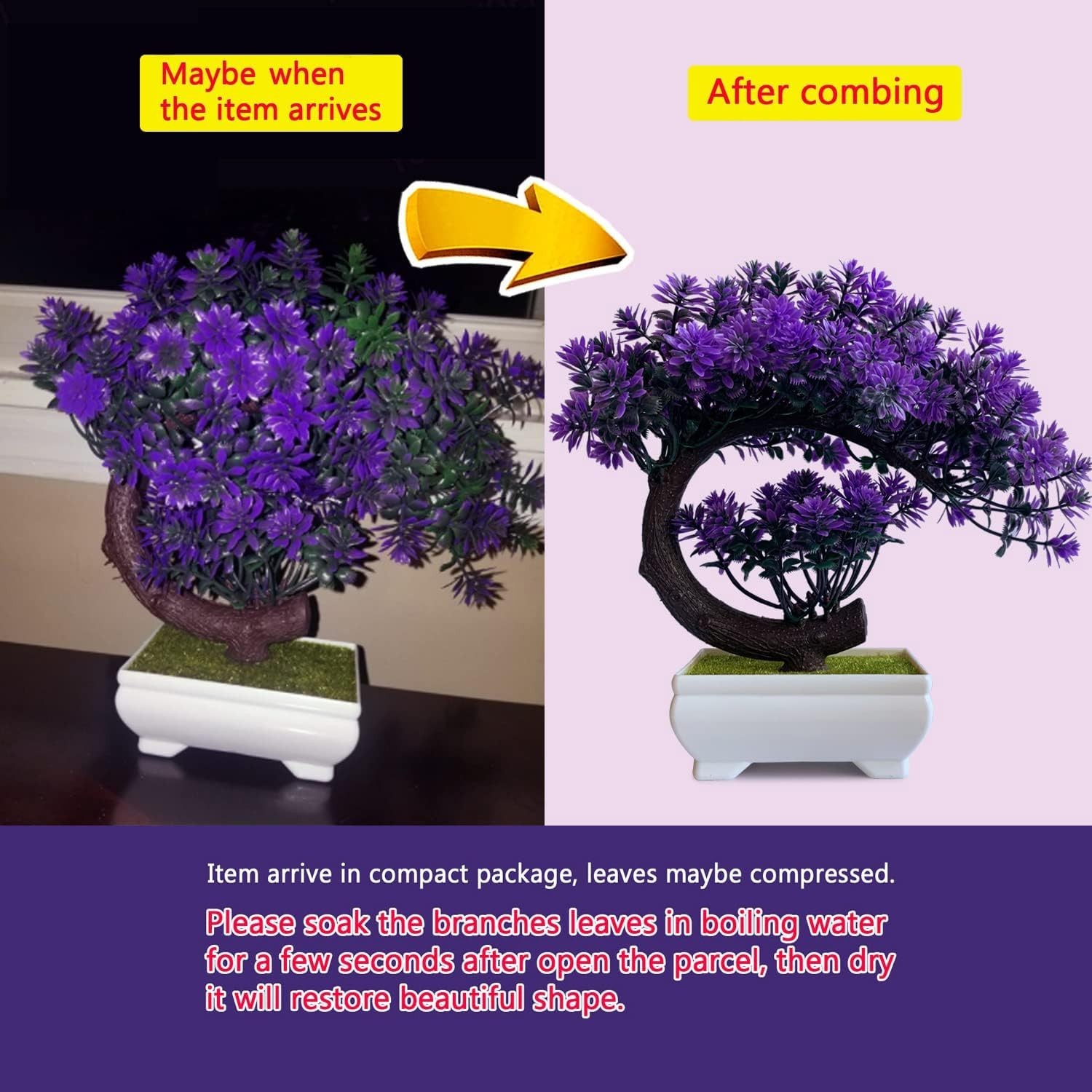 Contemporary 8.5” Small Fake Bonsai Tree in White Pot – Chic Decor Piece