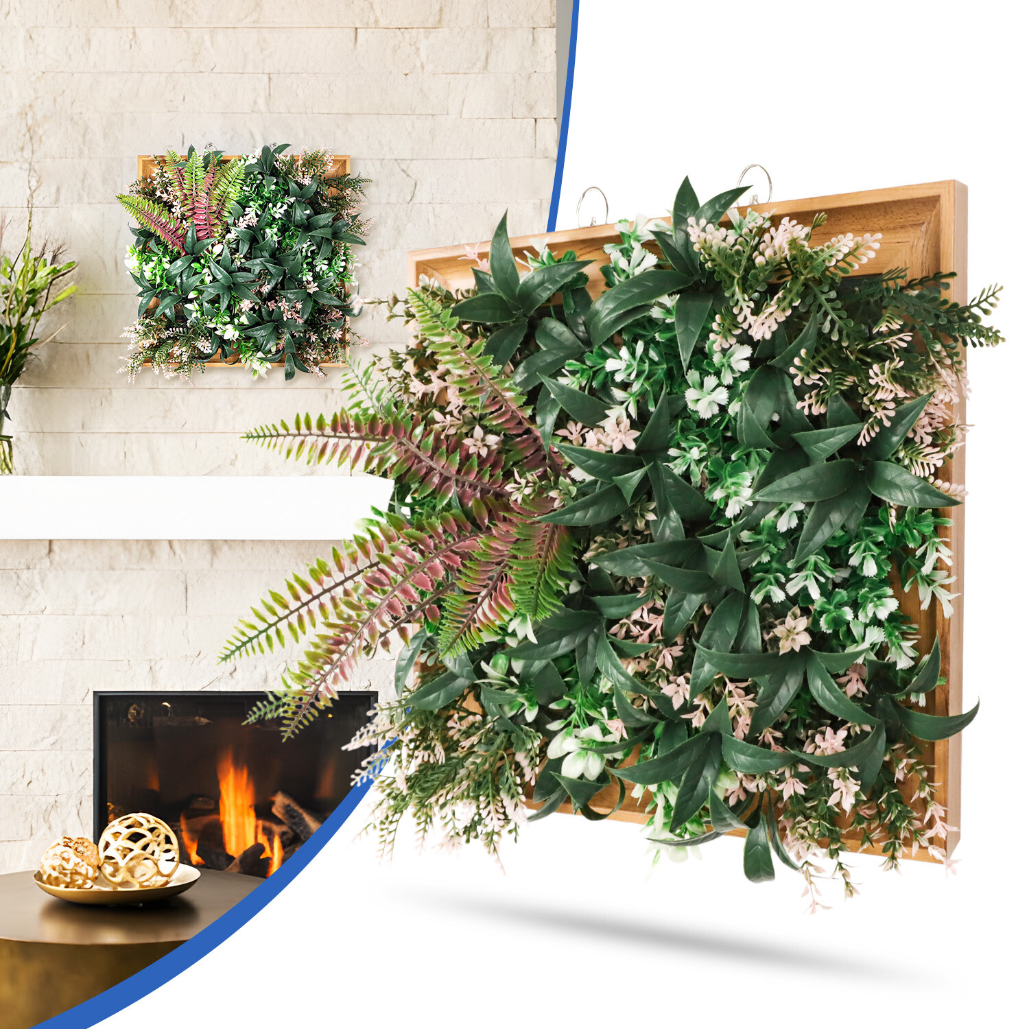 12″x12″ Artificial Grass Wall Hedge Decor Decoration With Wooden Square Frame #1