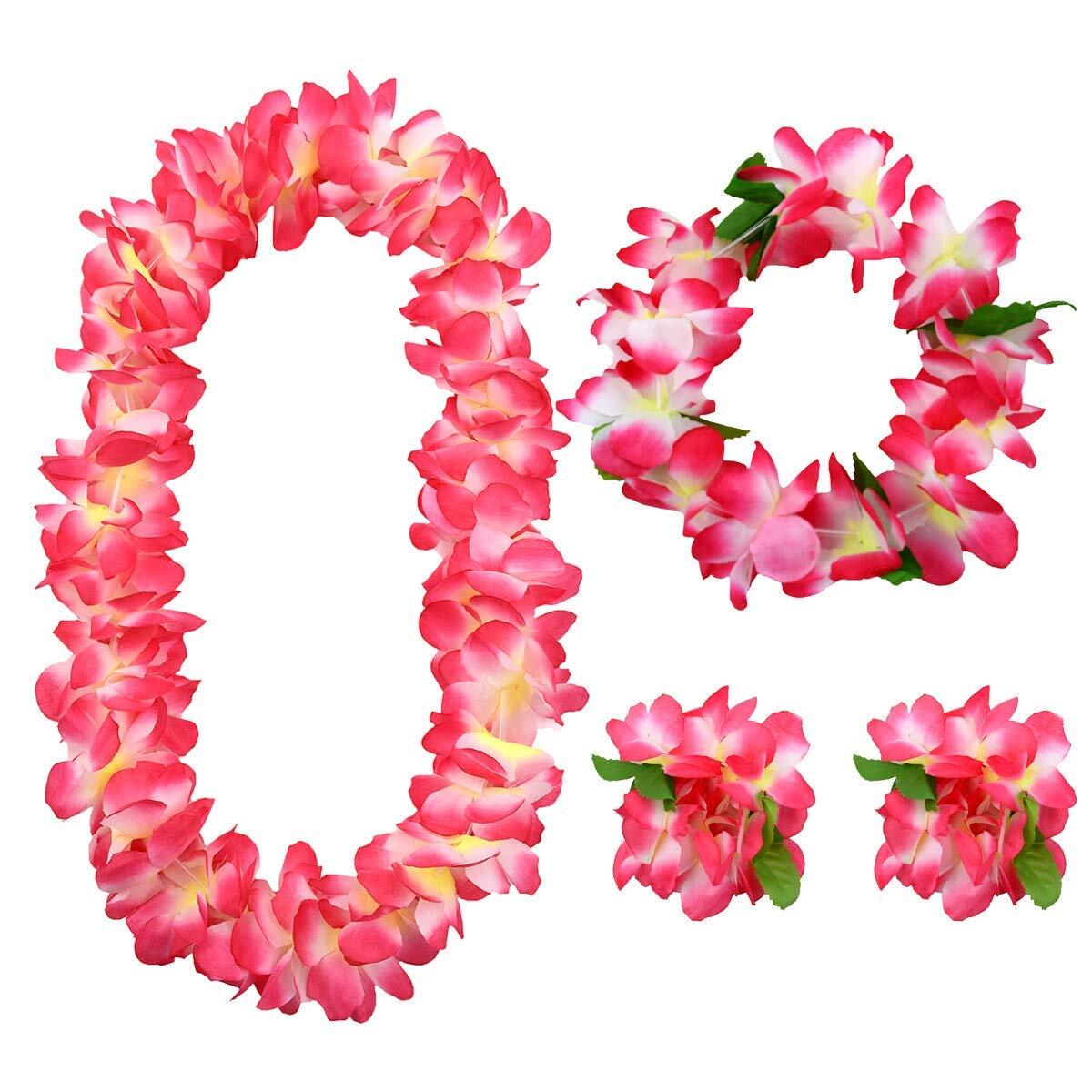 4 Pcs Pink Hawaiian Leis For Graduation Party Dance Party Photo Prop In Outdoors