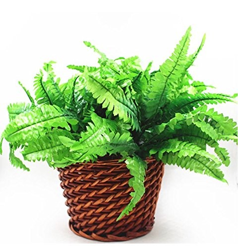 4 Bunches 14″ Ferns Artificial Boston Fern Bush Plant,Faux Plant Shrubs Green…