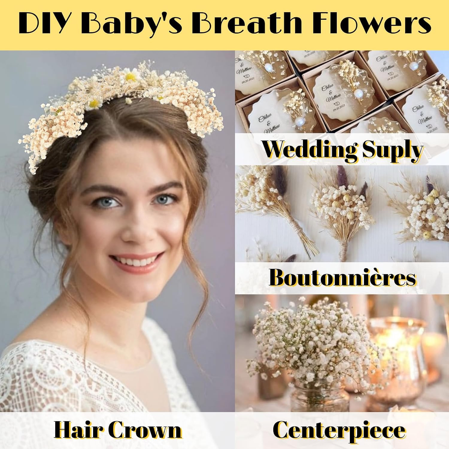 6000+ Mini Dried Baby’S Breath Flowers, 100 Pcs Ivory White Gypsophila, 6In | Mi