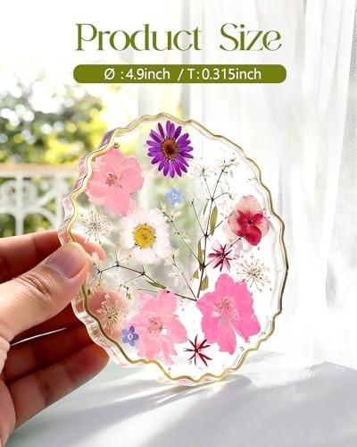 Resin Drink Coaster for Desk Coffee Table-Pink White Cute Medium Pink-white