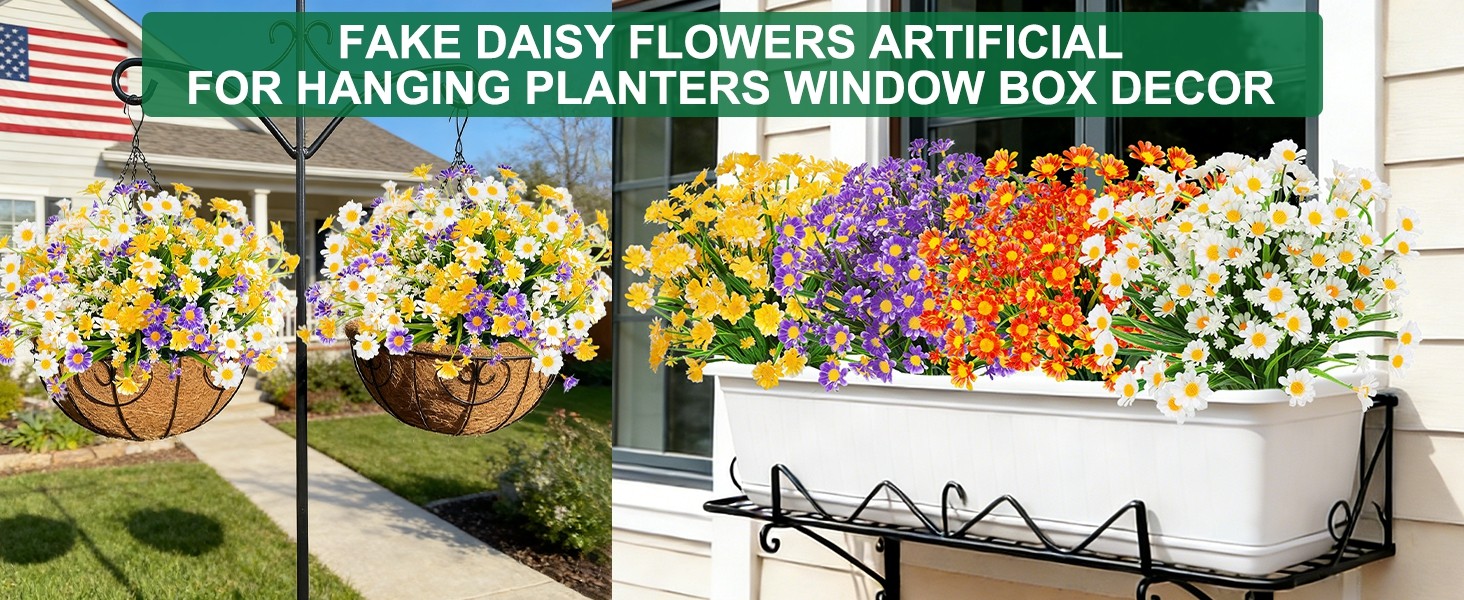 8 Bundles Artificial Mums for Outdoors Fall Flowers UV Resistant Fall Decor |