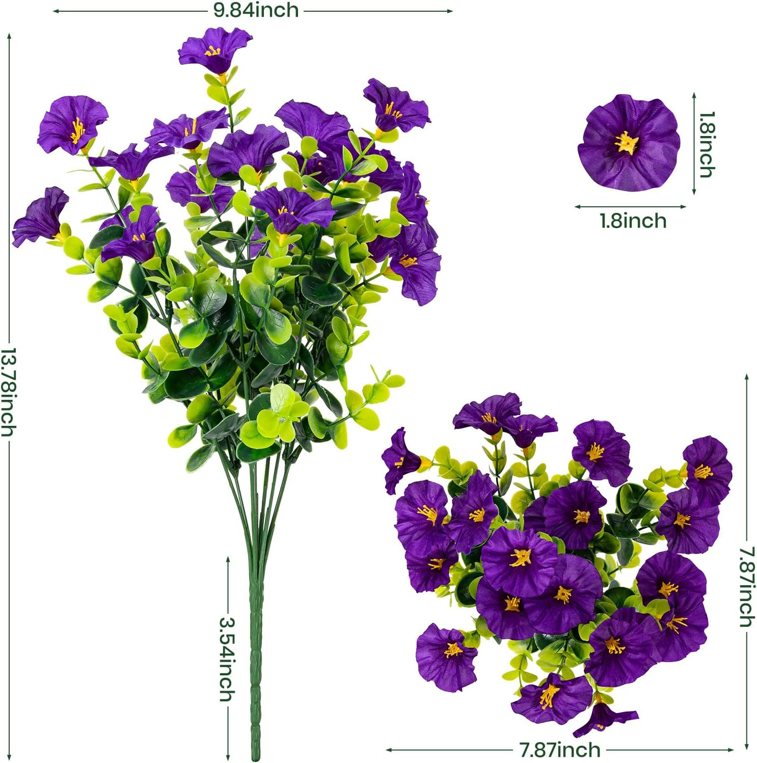 UV Resistant Faux Morning Glory Flowers – 16 Bundles for Outdoor Decor (8 Colors