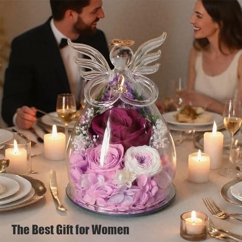 Rose Flower In Glass Gifts For Women Wife Her Valentine Girlfriend Birthday Gift