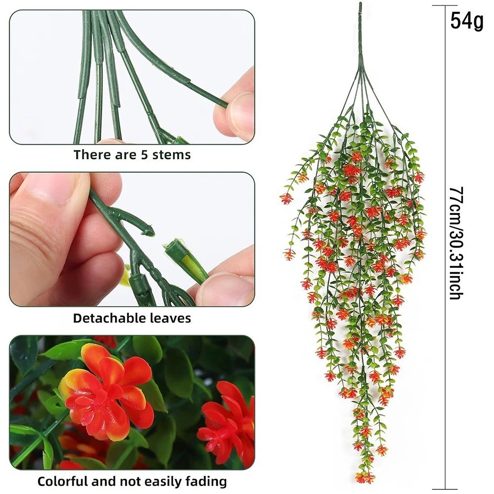 Artificial Morning Glory Vines UV Resistant Hanging Flowers Outdoor Decor US