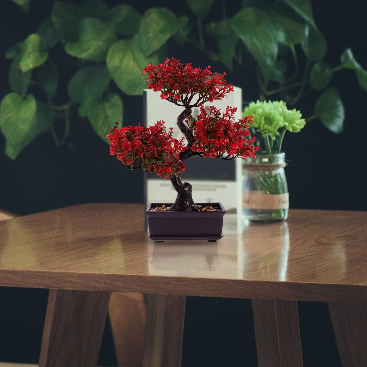 Artificial Bonsai Tree, Fake Potted Bonsai Plants Red Artificial Pine Tree De…