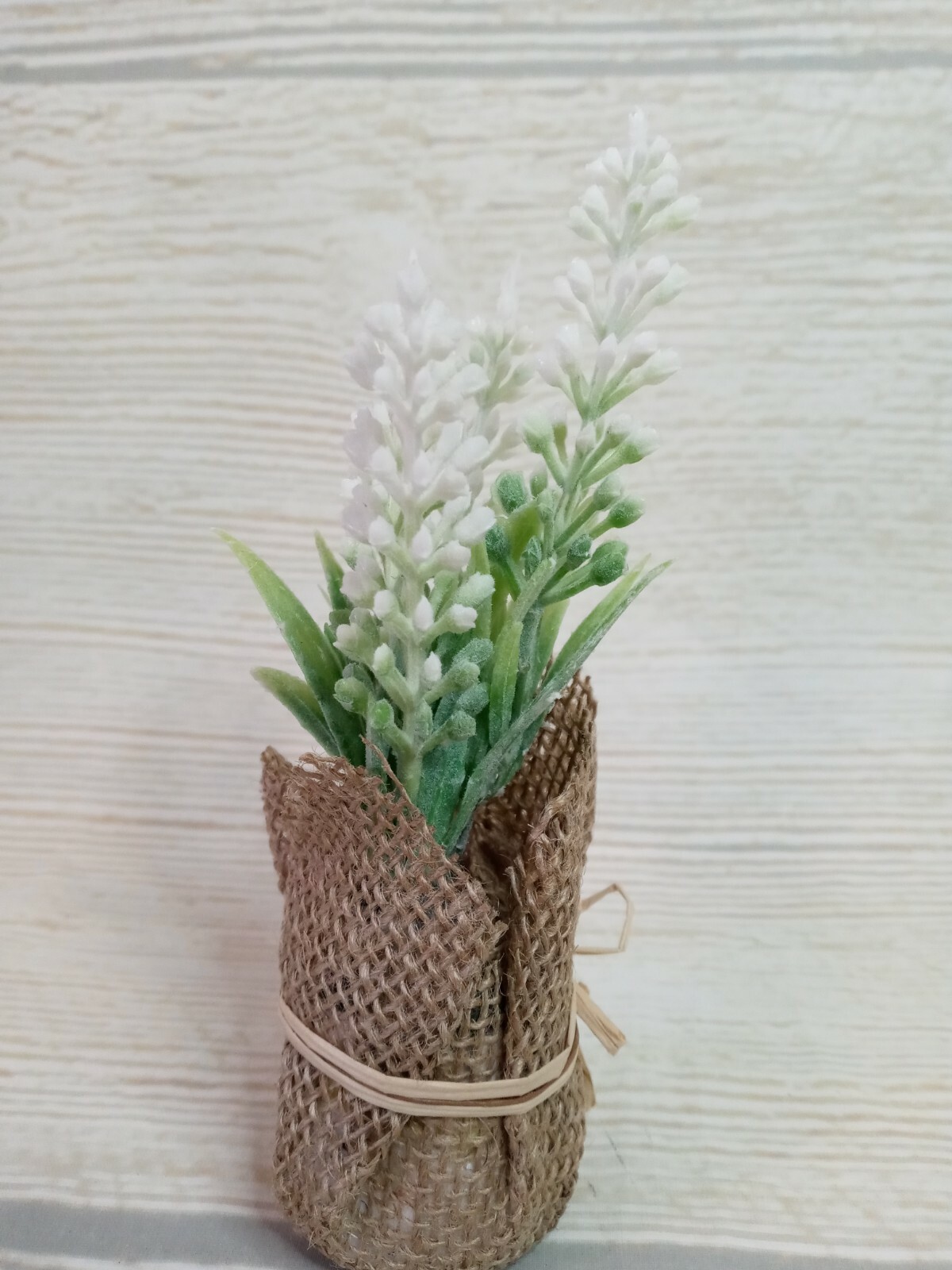 New! 3 Spring Plants Faux Mini Burlap Wrapped Floral Plant Arrangement Decor ~
