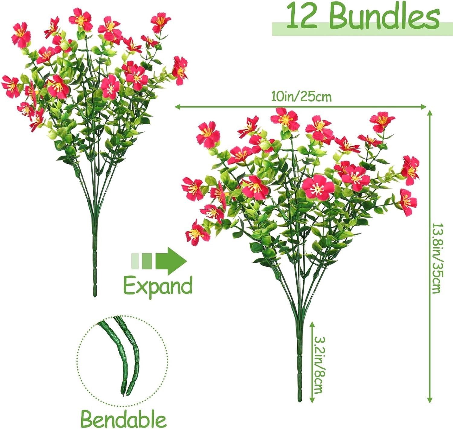 SOMYTING Artificial Flowers for Outdoors, 12 Bundles Faux Plants Flower Outdo…