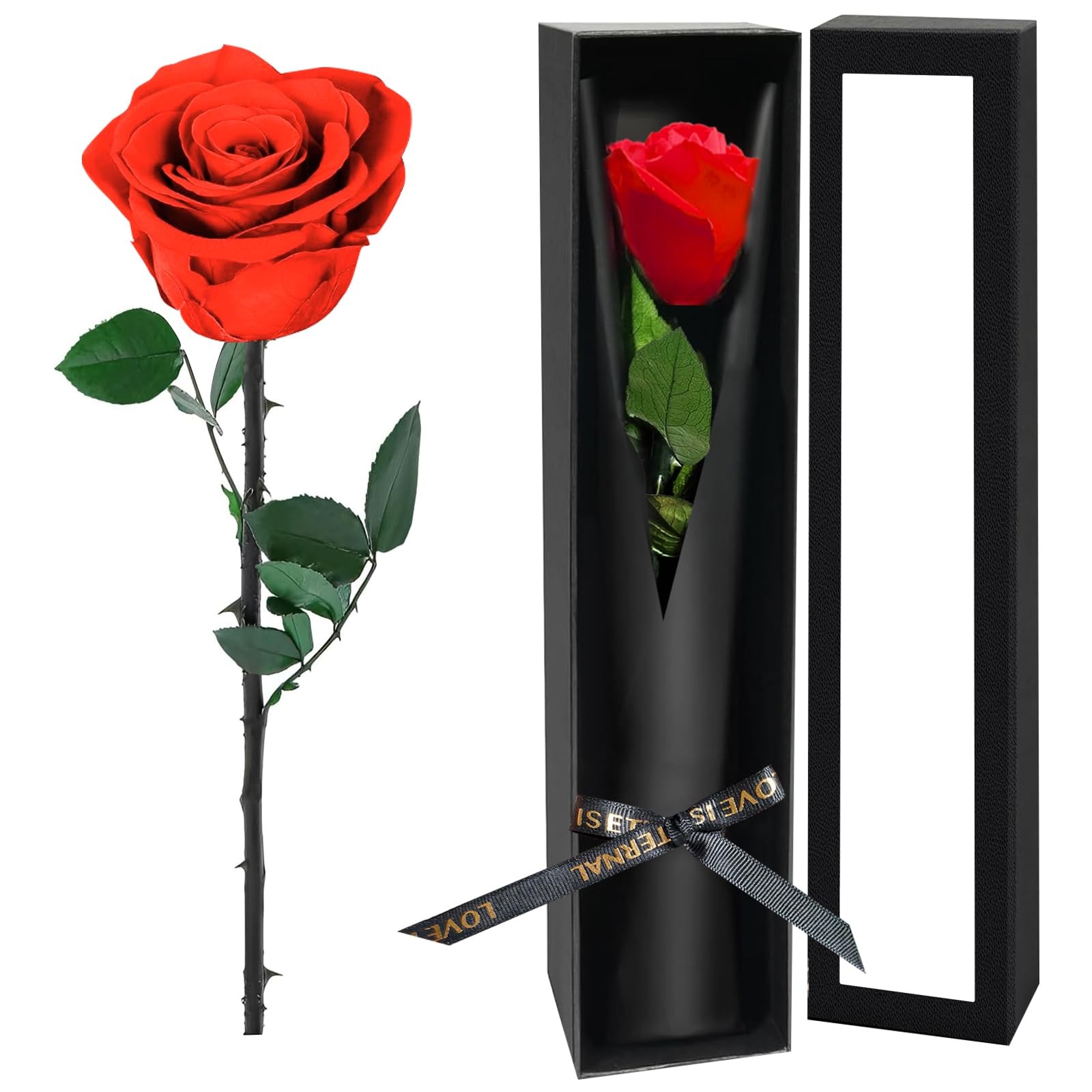 1 PCS Single Forever Roses in a Box Preserved Flower Gift for Her Red