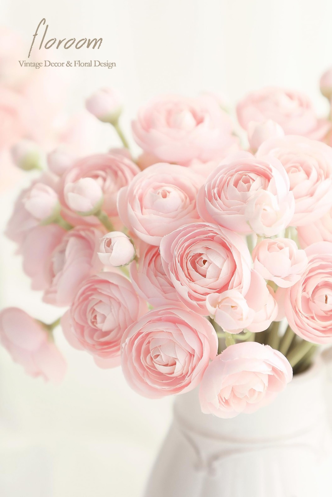 Artificial Ranunculus Flowers 18pcs Blush Pink Wedding DIY Bulk Silk Faux