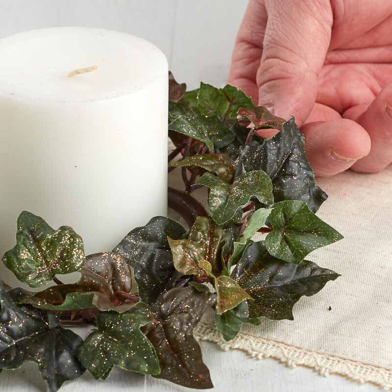 Factory Direct Craft Glittered Artificial Grape Leaf Candle Rings – 4 Rings