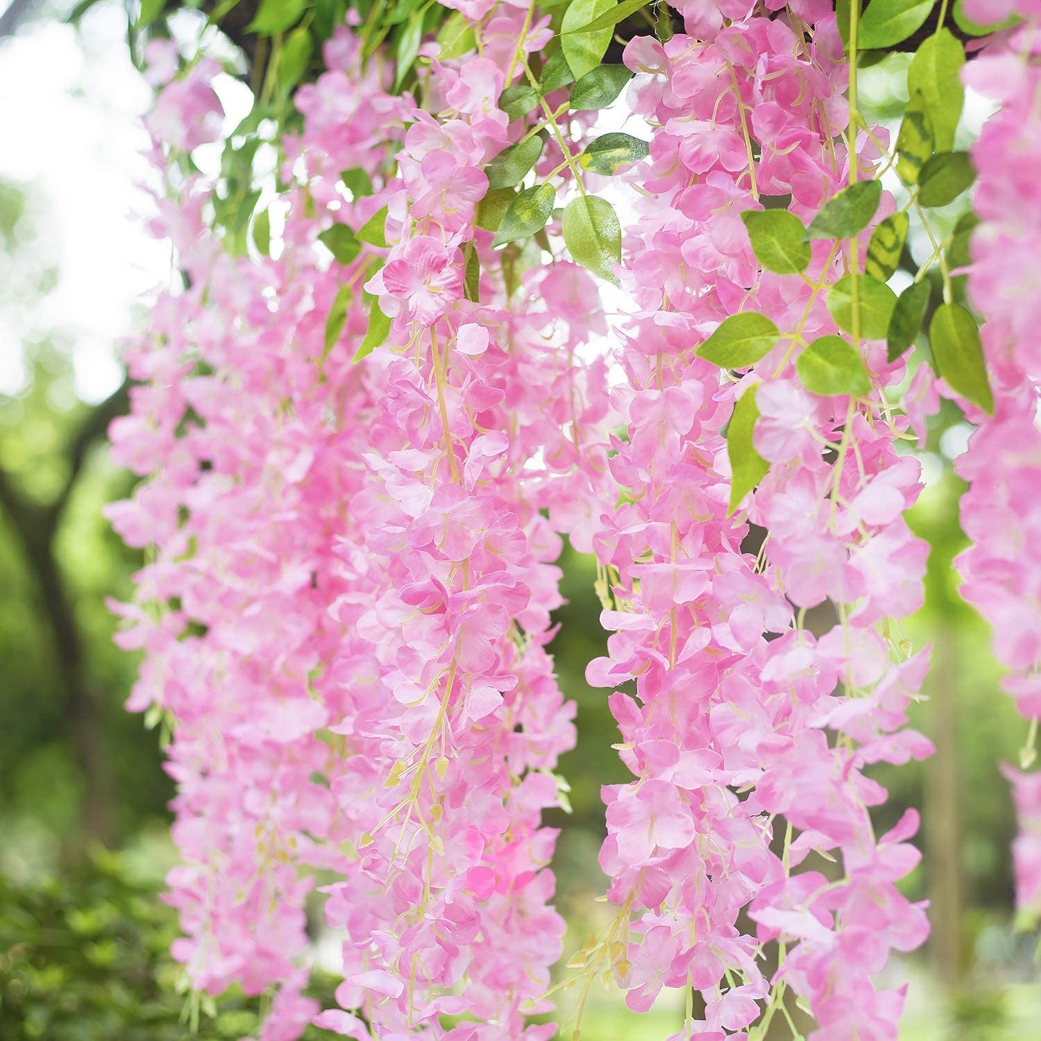 12/24x Artificial Wisteria Flowers 3.6Ft Fake Silk Wisteria Vine Rattan Hanging