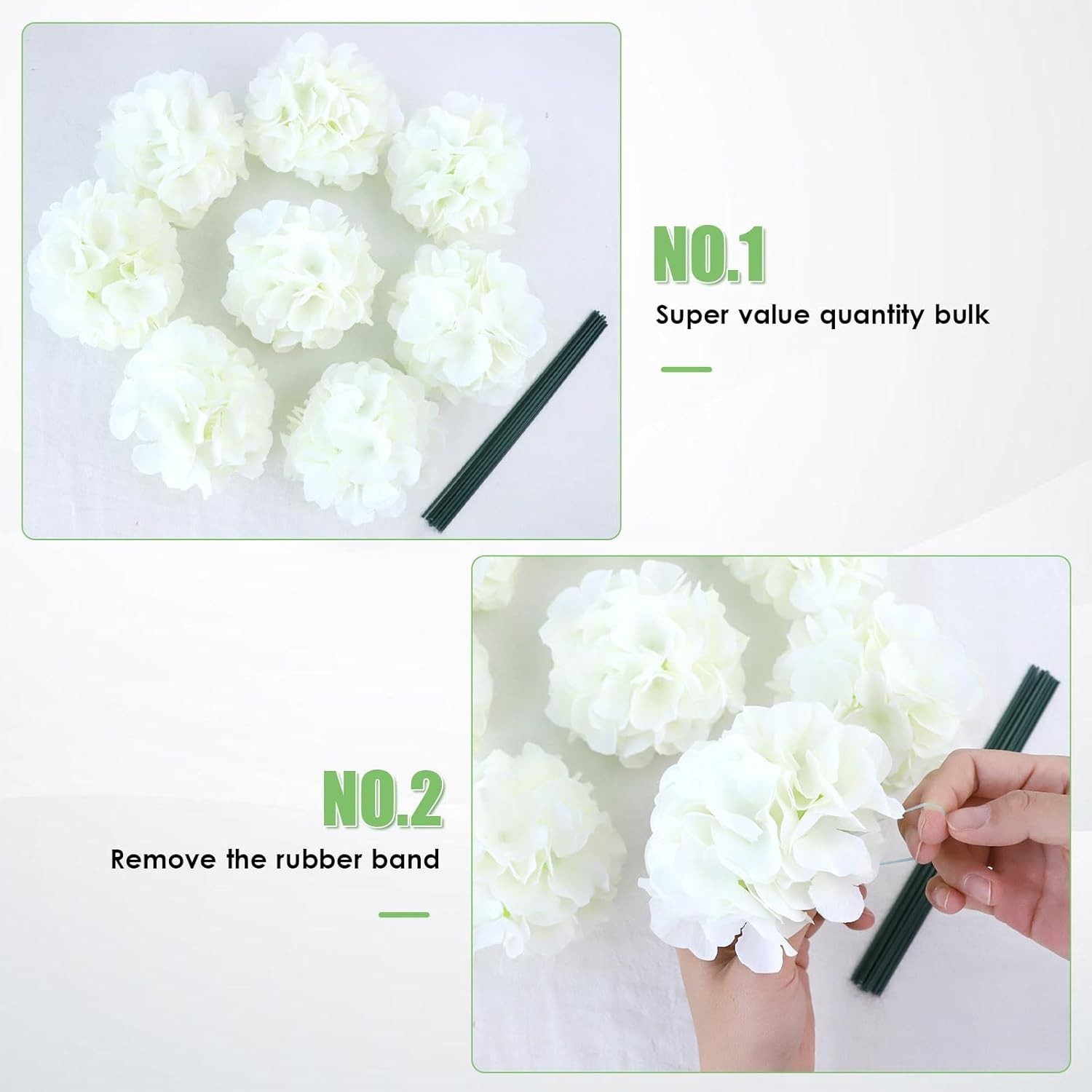 Ivory Faux Hydrangeas Bouquet – Pack of 65