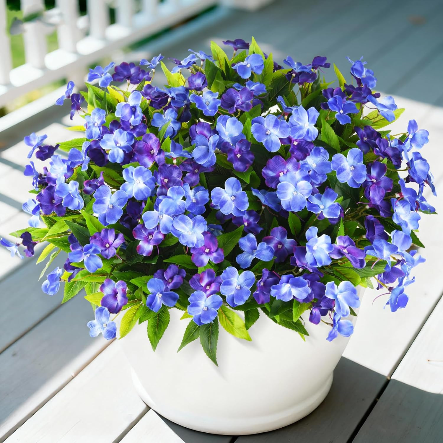 Artificial Impatiens Flowers for Outdoors, 6 Bundles Silk Fake Flowers for Sprin