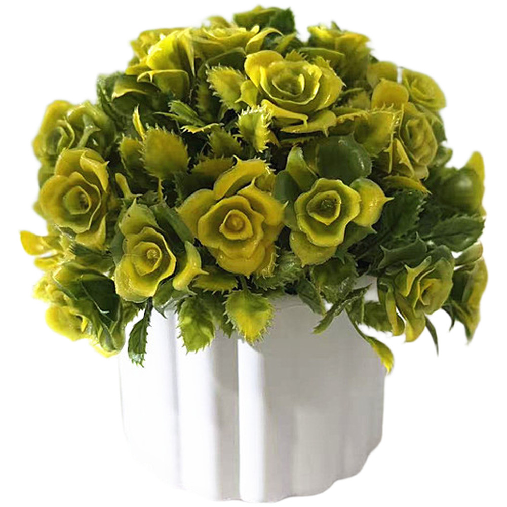 Artificial Bonsai Decor Plastic Rose Blossoms for Tabletop Desk Styling