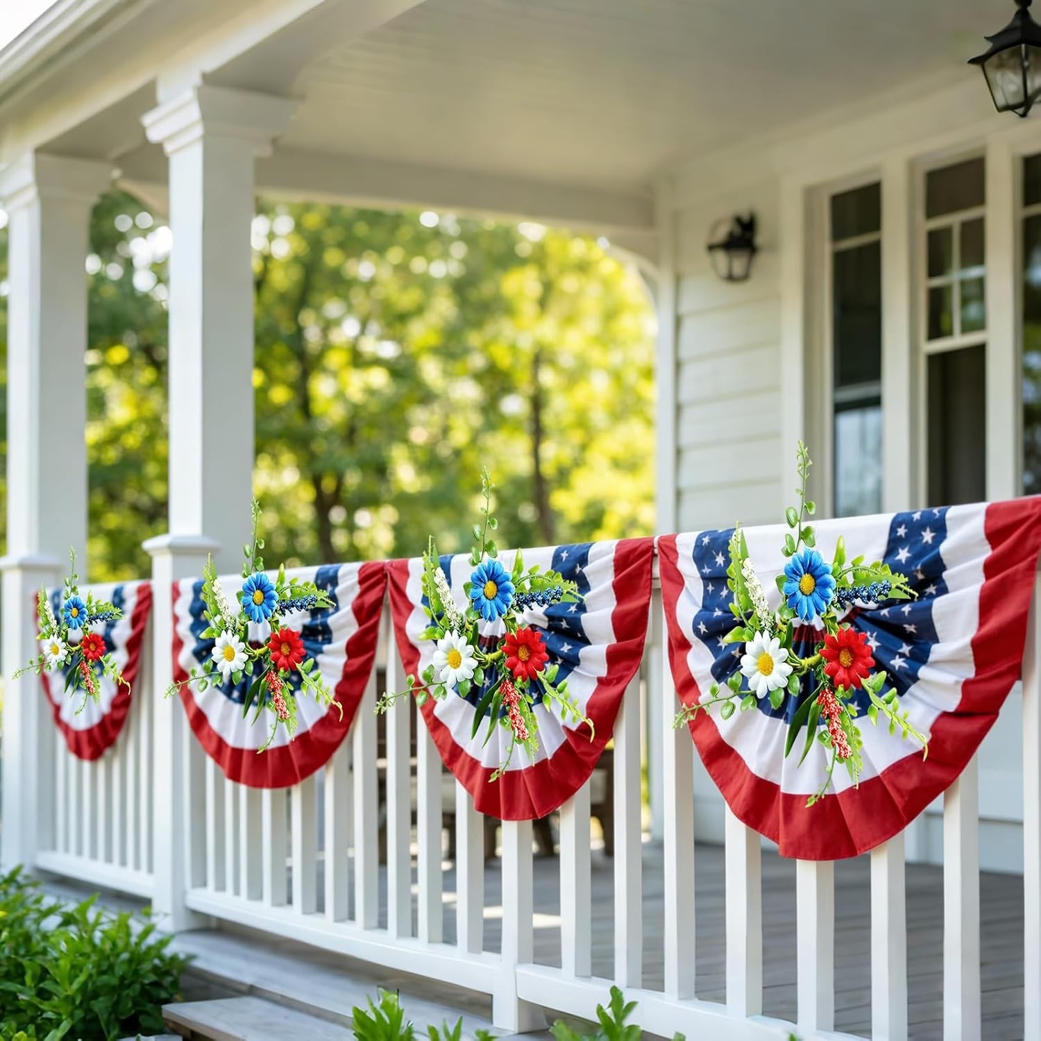 6 PCS Patriotic American Taper Candle Rings Wreaths 4th of July Mini Decor