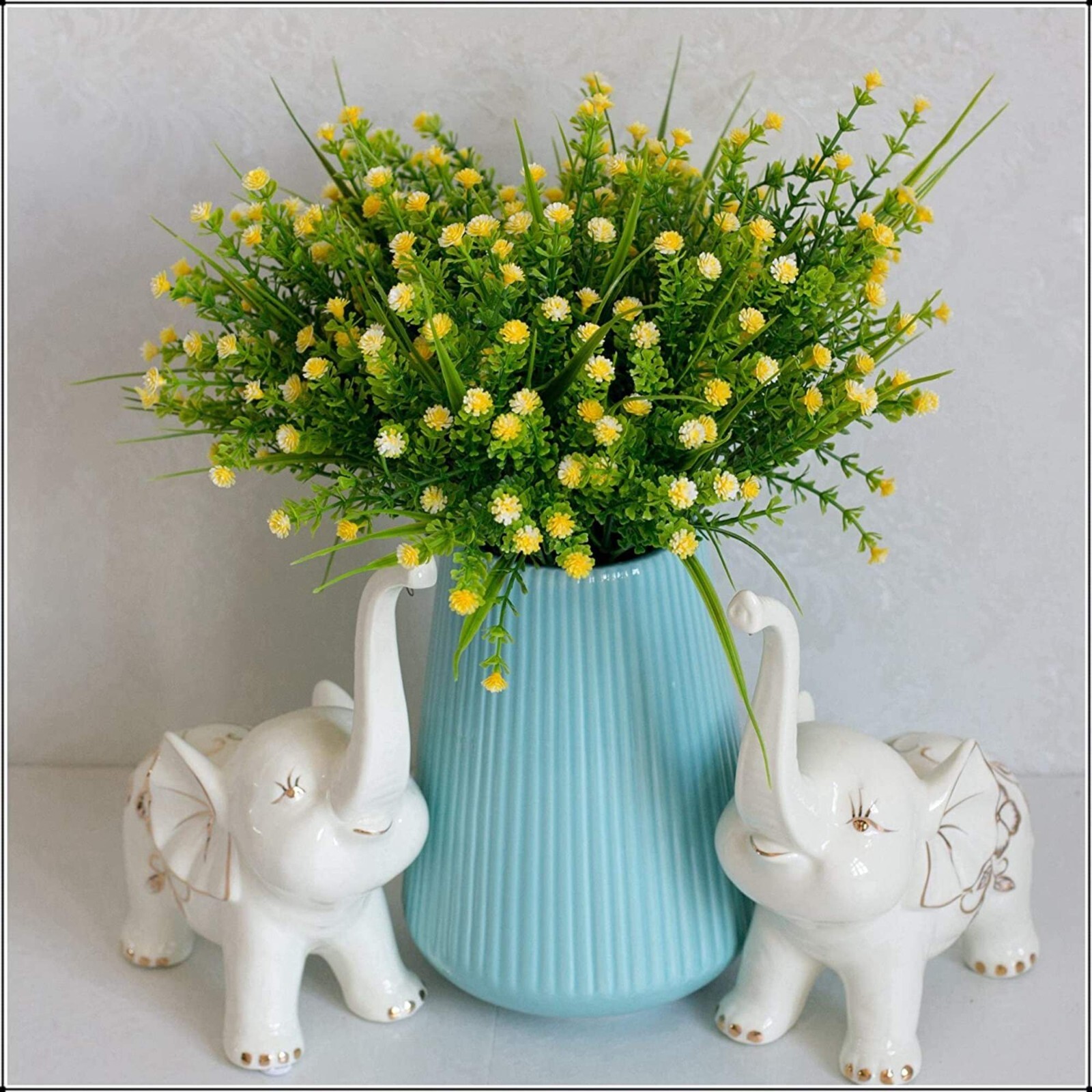 Outdoor Indoor Artificial Flowers Baby Breath Fake Flowers UV Resistant Yellow