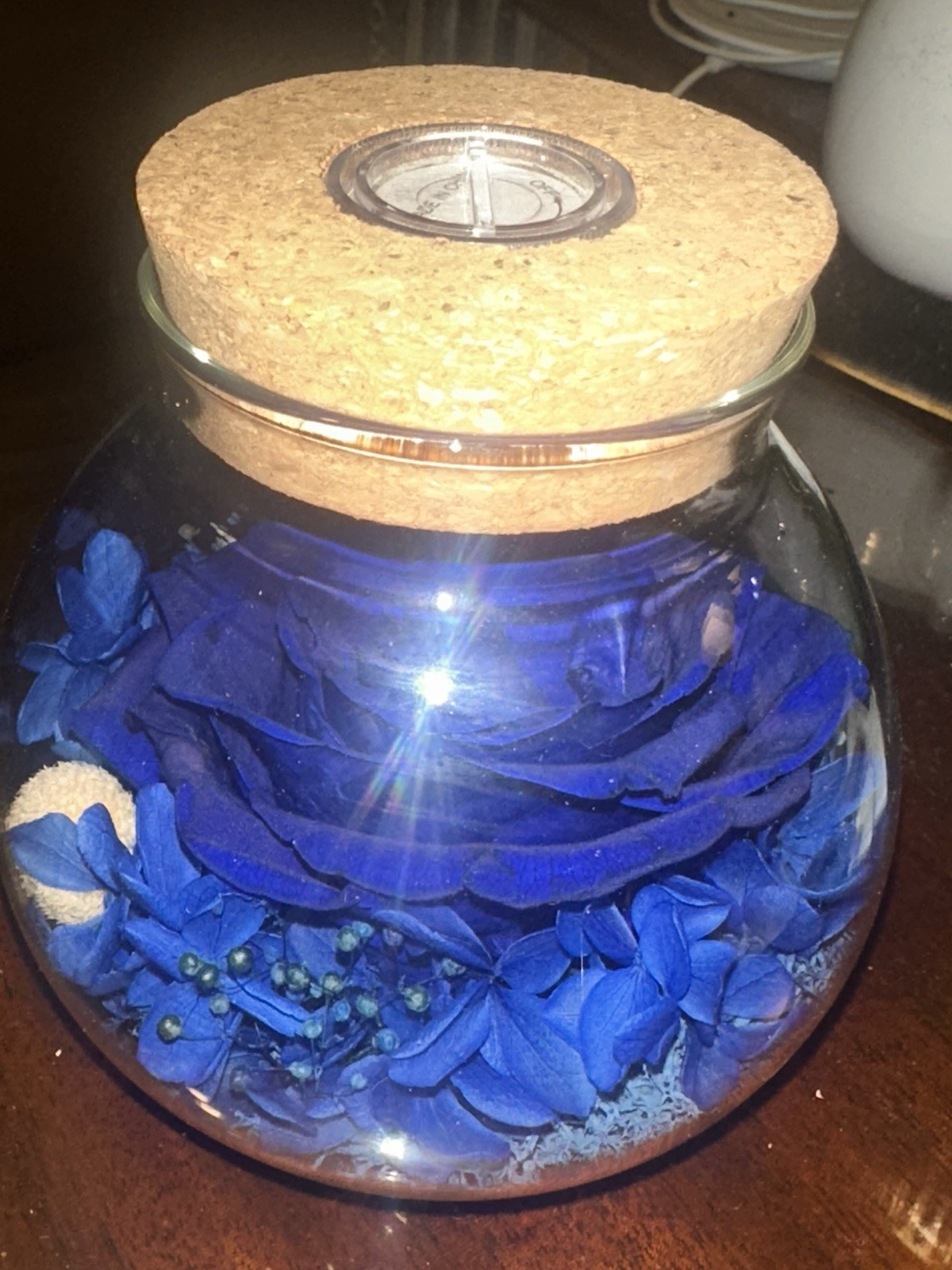 Blue wishing rose/eternal rose with light decoration