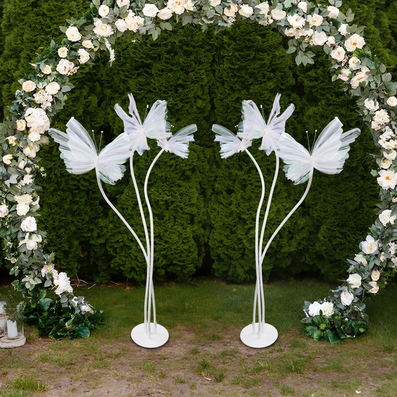 2pcs 3 hole base 6 160cm wedding butterfly yarn flower road guide