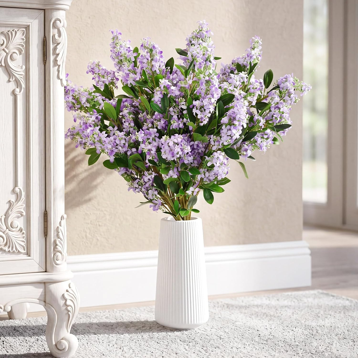 30 Pcs 30″ Artificial Lilac Flowers Fake Delphinium Antirrhinum Stem Silk Artifi