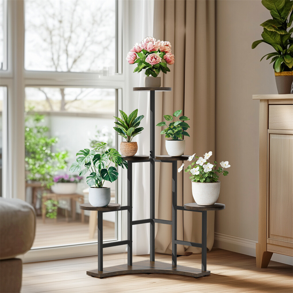 6 Tiers Triangle Corner Plant Stand Flower Pots Holder Rack Indoor Outdoor Patio