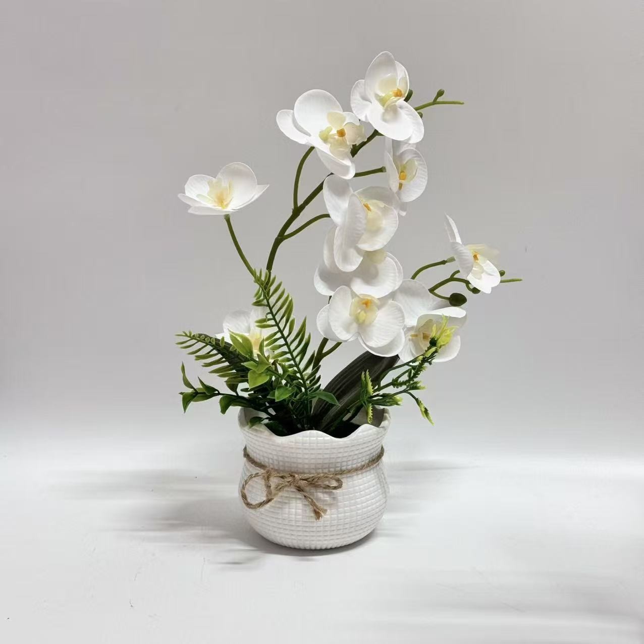 White Artificial Orchid Flower for All Season Indoor Decor with 30cm Height