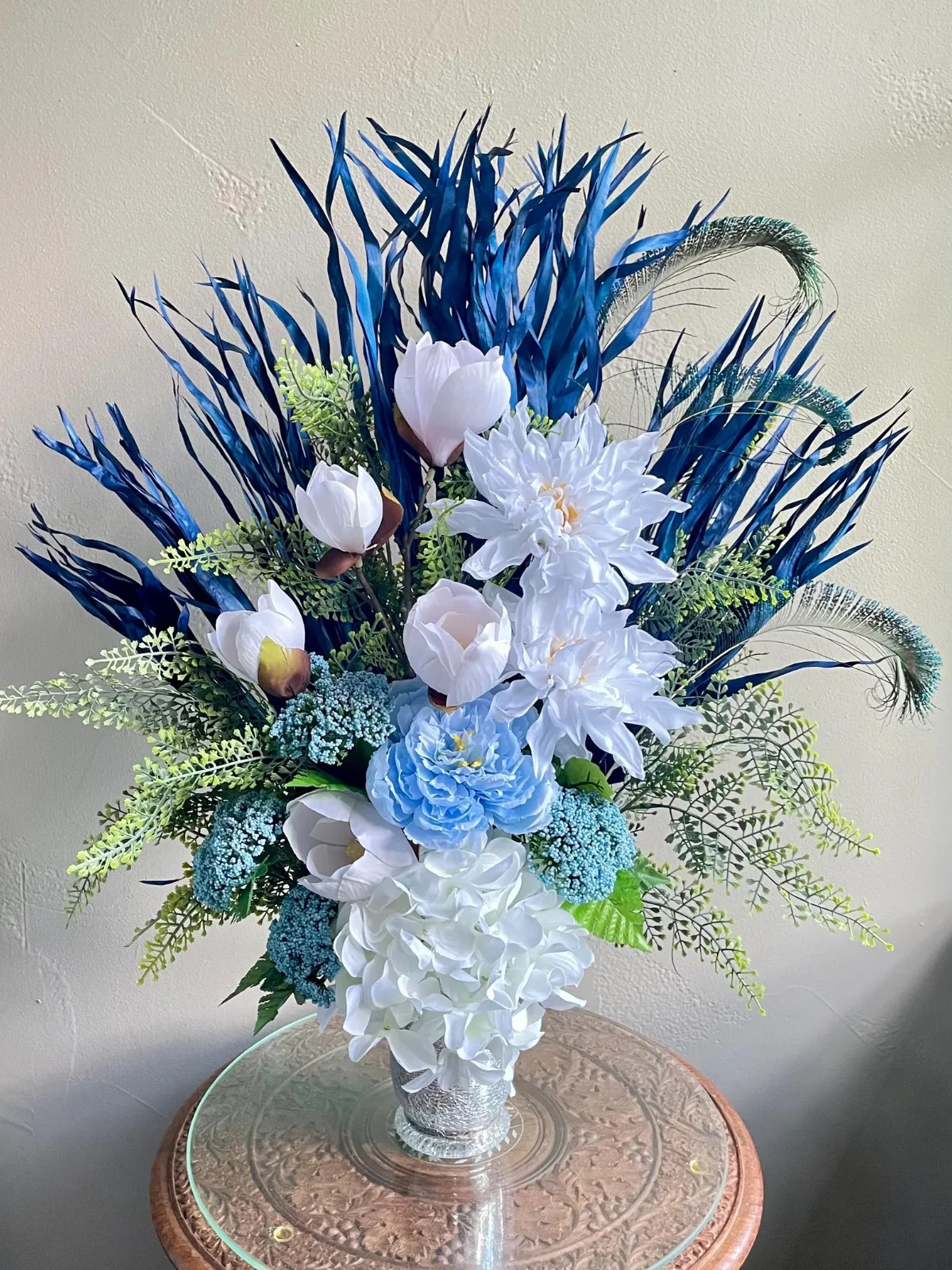 Blue & White Centerpiece Modern Home Decor Living Dining Room Bedroom Accent
