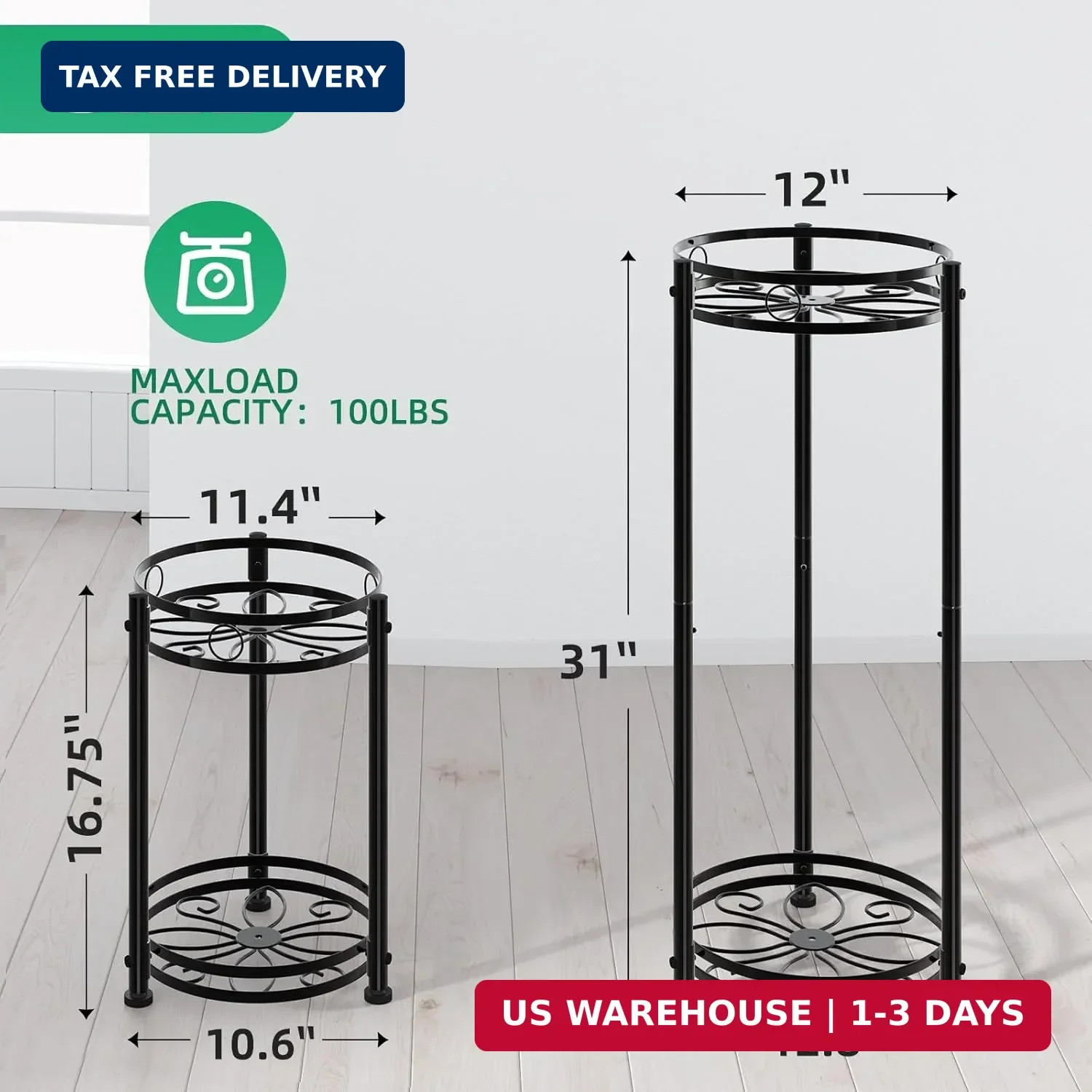 Simple Trending Round Plant Stand Indoor Outdoor, Waterproof Metal Tall 31″ Plan