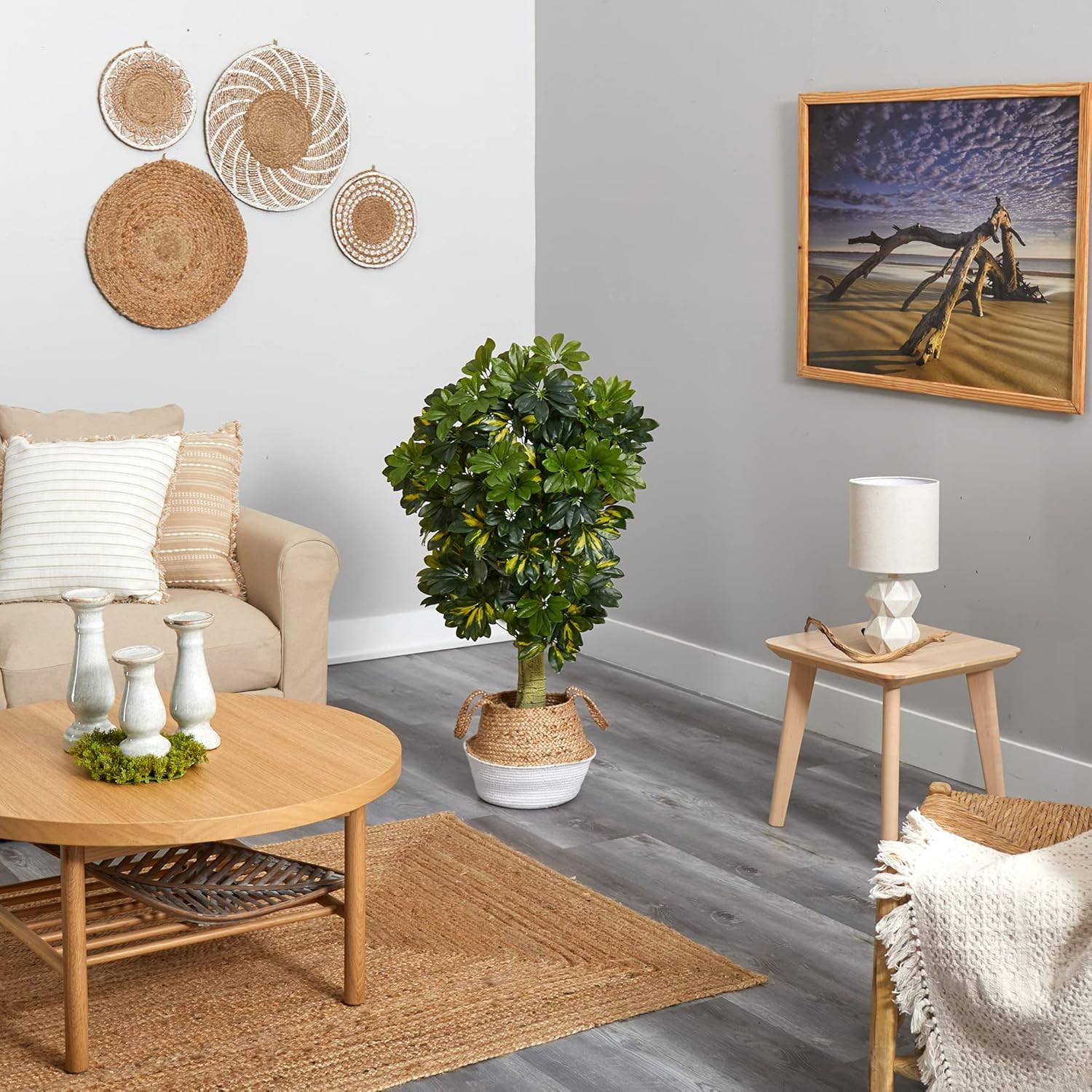 4Ft. Real Touch Schefflera Tree in Boho Chic Cotton & Jute Planter