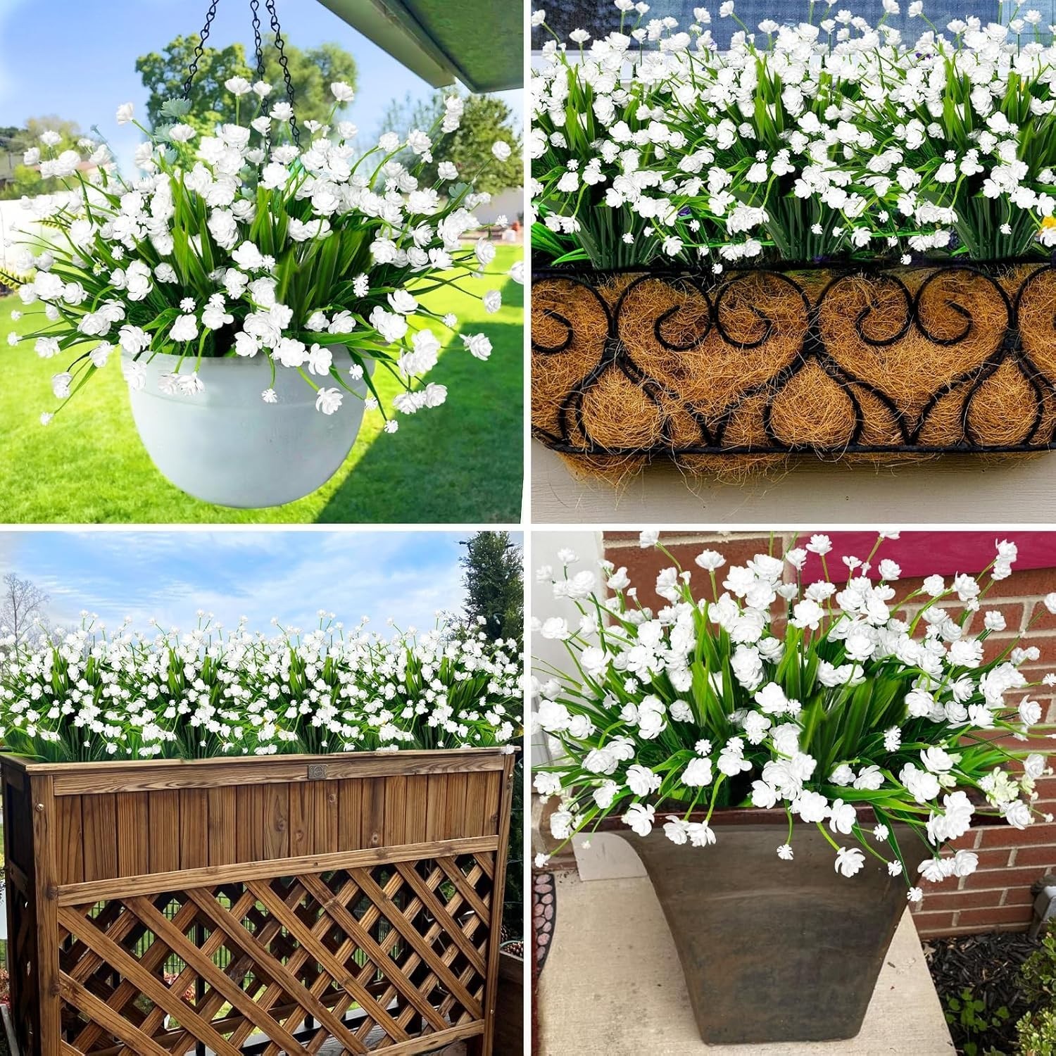 Low Maintenance 12 Bundles of UV Resistant Faux Flowers – Outdoor and Indoor Use