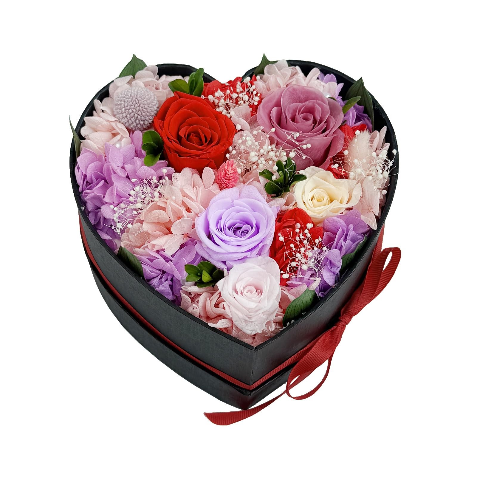 Preserved Roses Heart Shape Box Valentines Day Gift For Her Flowers Red Multi