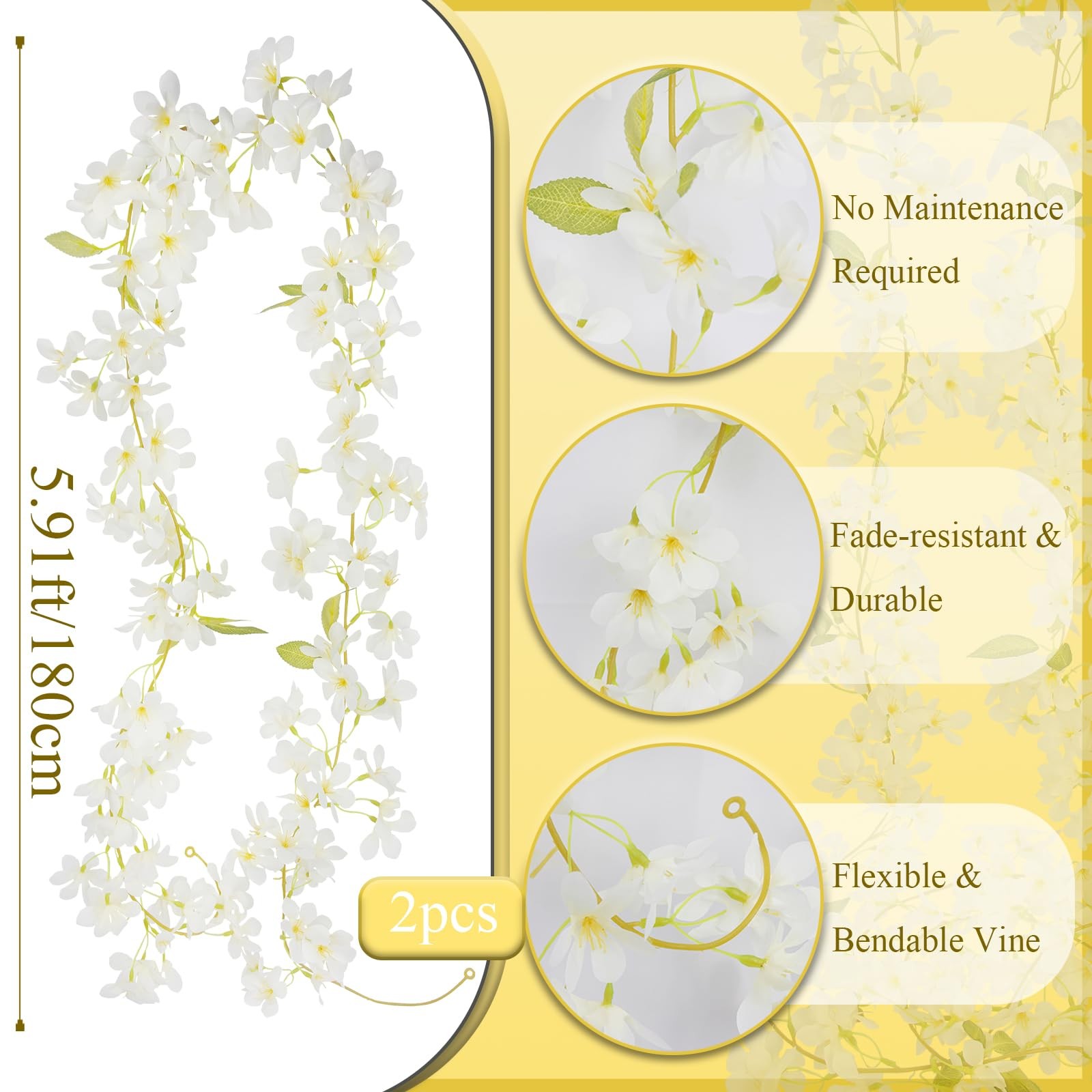 2 Pcs Silk Flowers Garlands Forsythia Spring Garland for Mantle Fake Hanging …