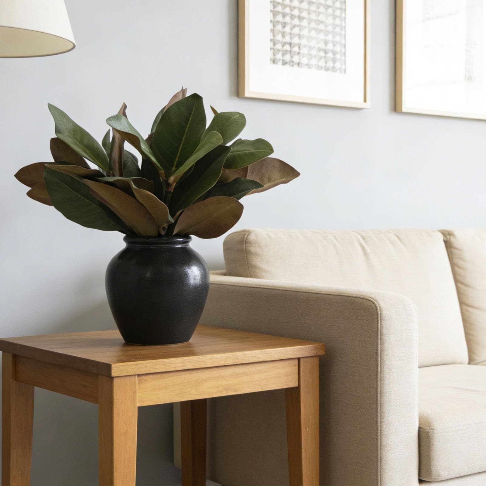 Magnolia Artificial Leaves Branches 3D Magnolia Stem Life-Like Faux Leaves Tw…