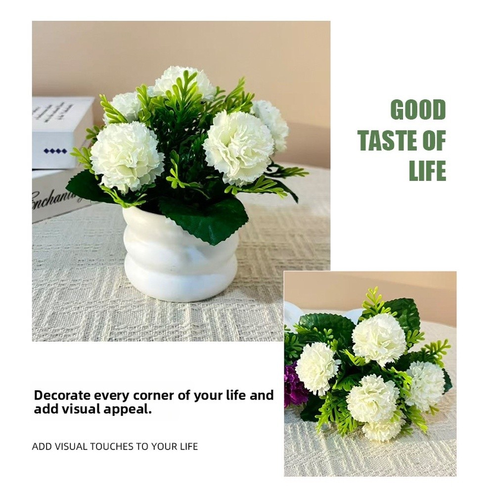 Silk Carnation Flower Arrangement 5 Pack for Living Room Bedroom Decor
