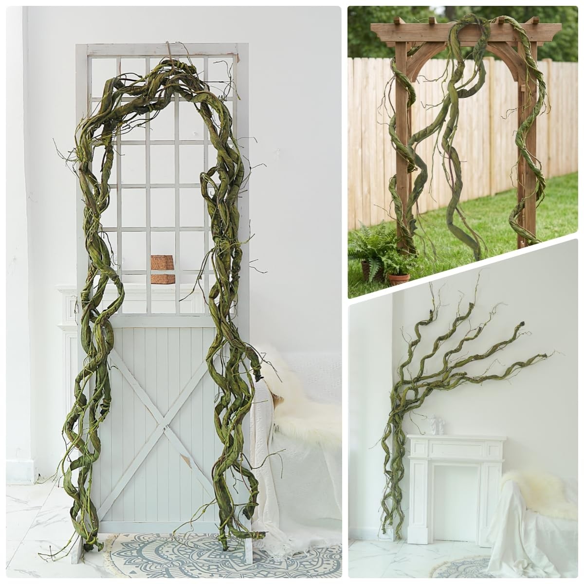 118inch Large Bendable Green Tree Branches Artificial Wall Hanging Grape Vine…