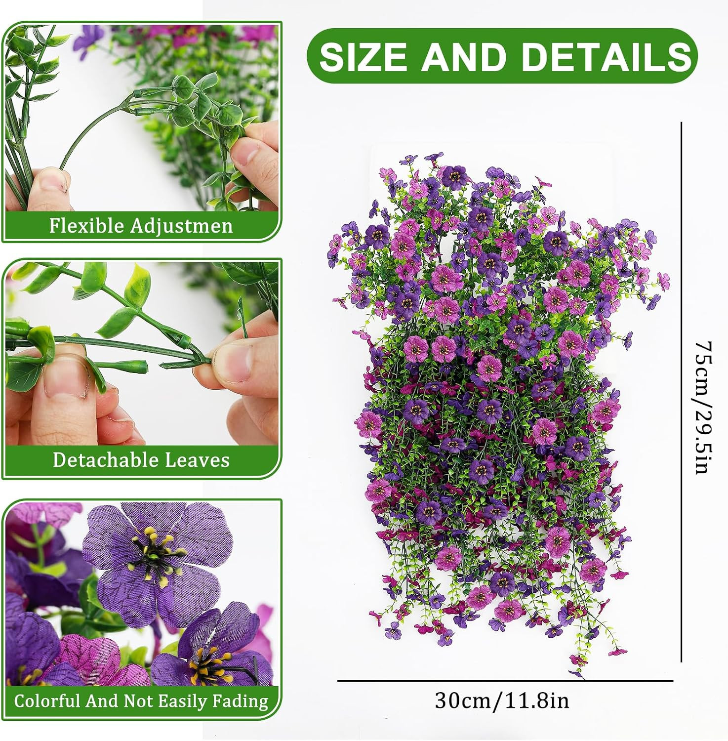 6Pcs UV Resistant Faux Silk Flowers for Outdoor Decor – Purple Mums & Daisies