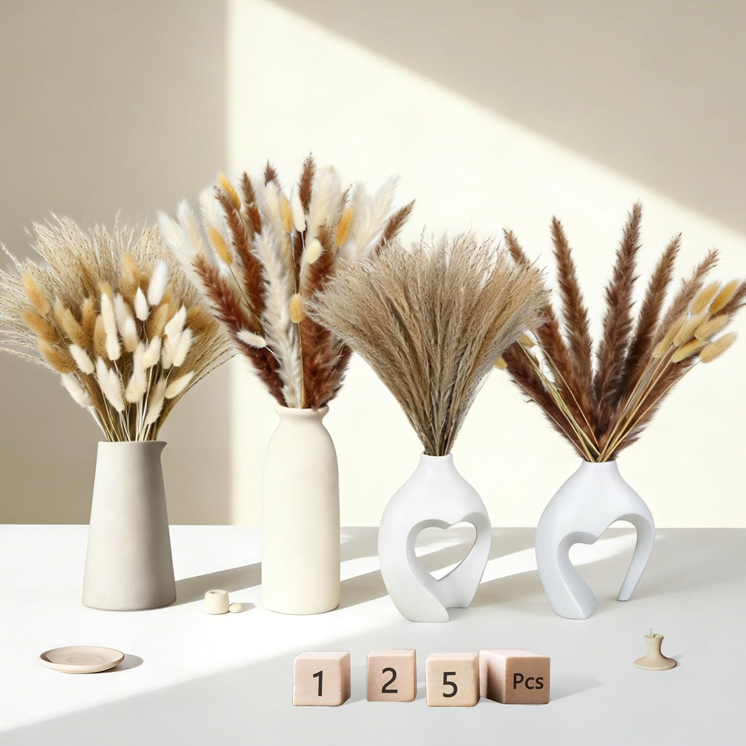 125 Stems Dried Pampas Grass Decor-Pampas Grass,Bunny Tails Grass.RusticFlowe…