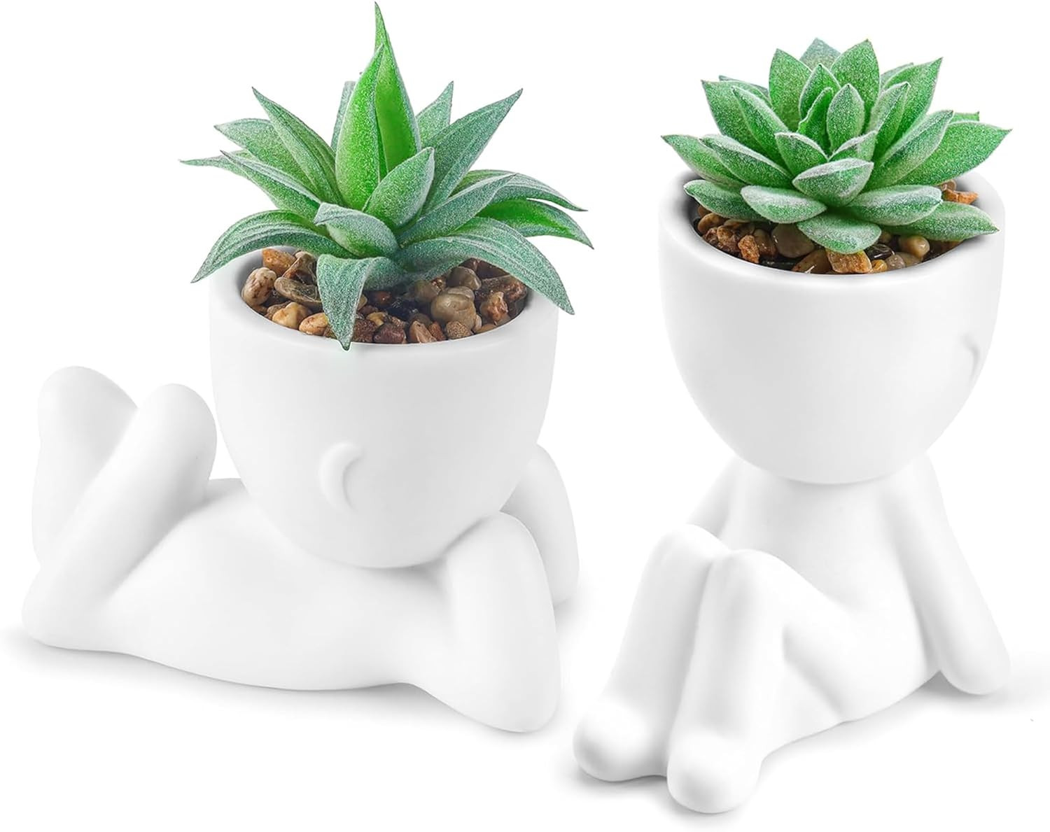 2 Pack Artificial Succulent Plants Fake Greenery Home Office Bathroom Decor