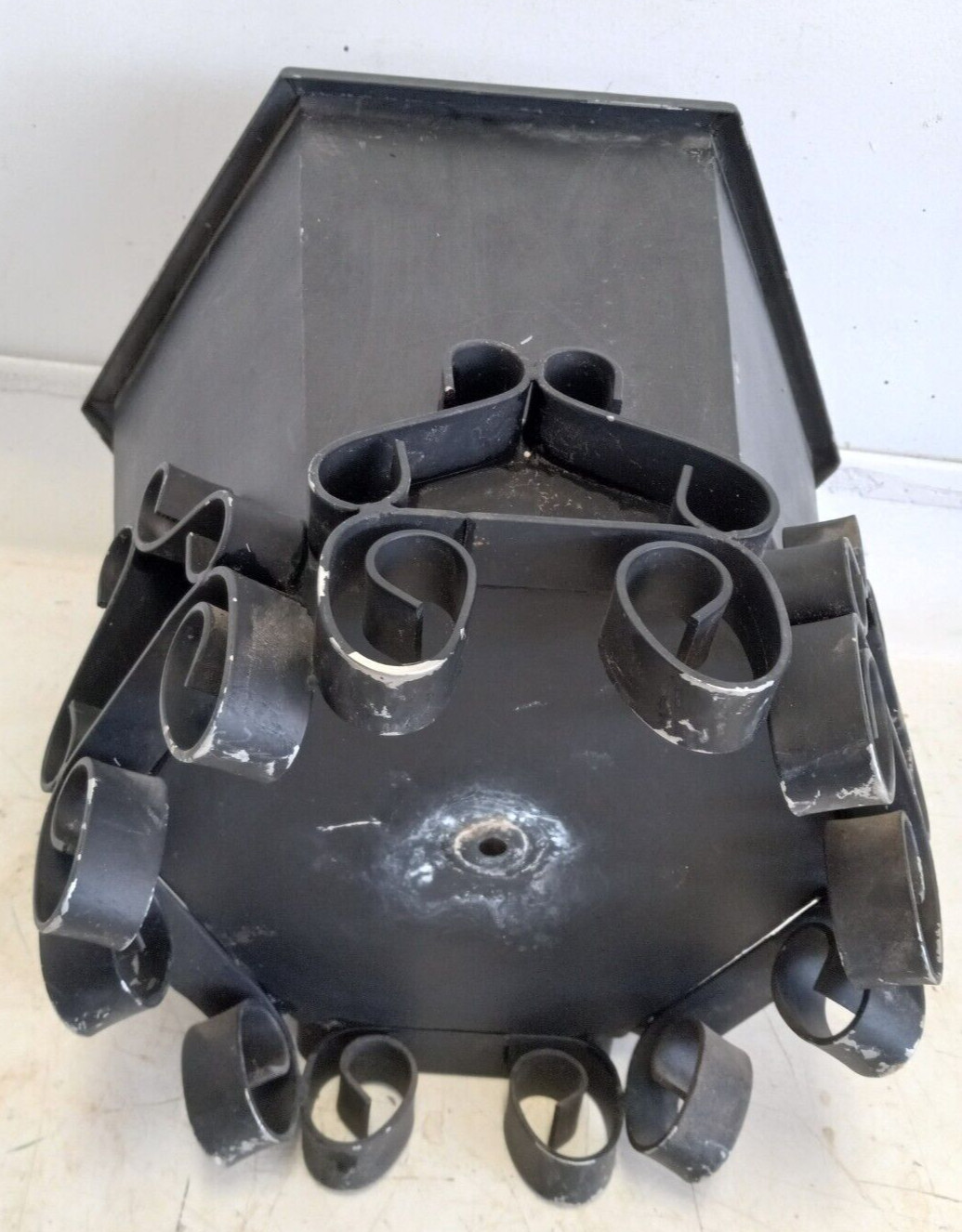 Black Hexagon Metal Flower Planter Fancy Scroll Work Base/Feet, Silver liner